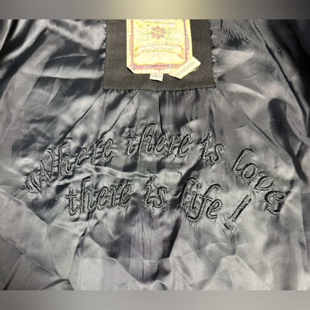 Vintage Paparazzi Chic Black Embroidered Women's button up jacket size L - Picture 10 of 14